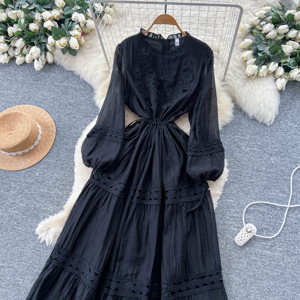 Slim embroidery long dress long sleeve temperament dress