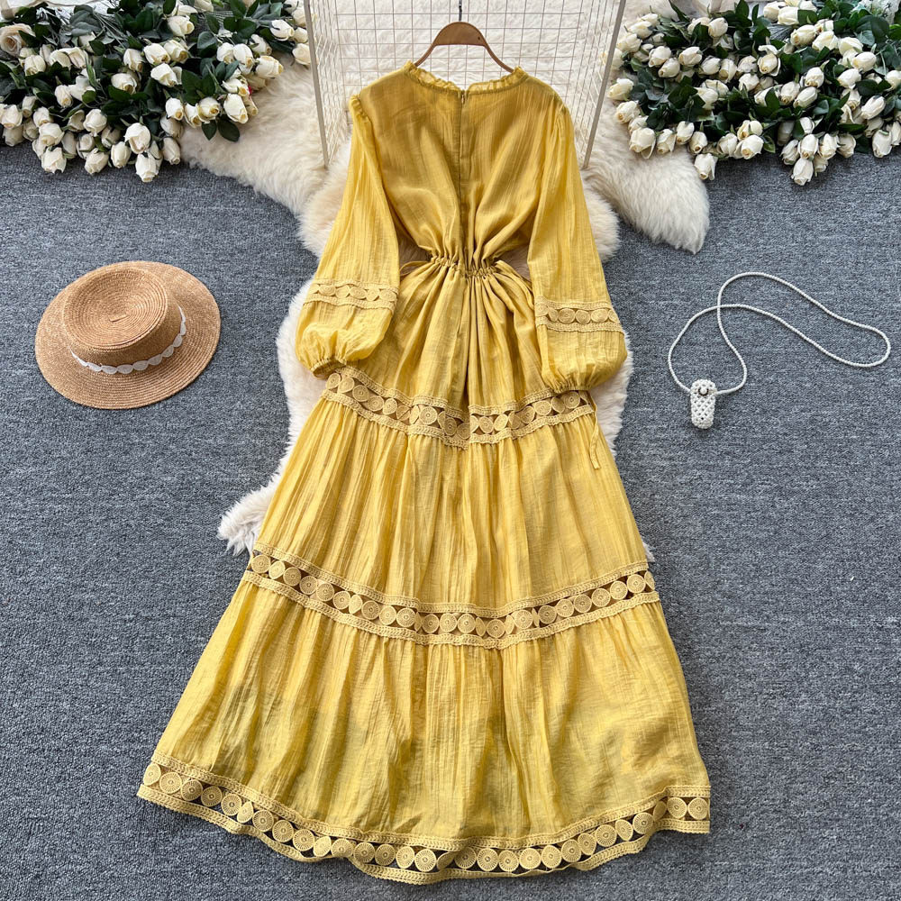 Slim embroidery long dress long sleeve temperament dress