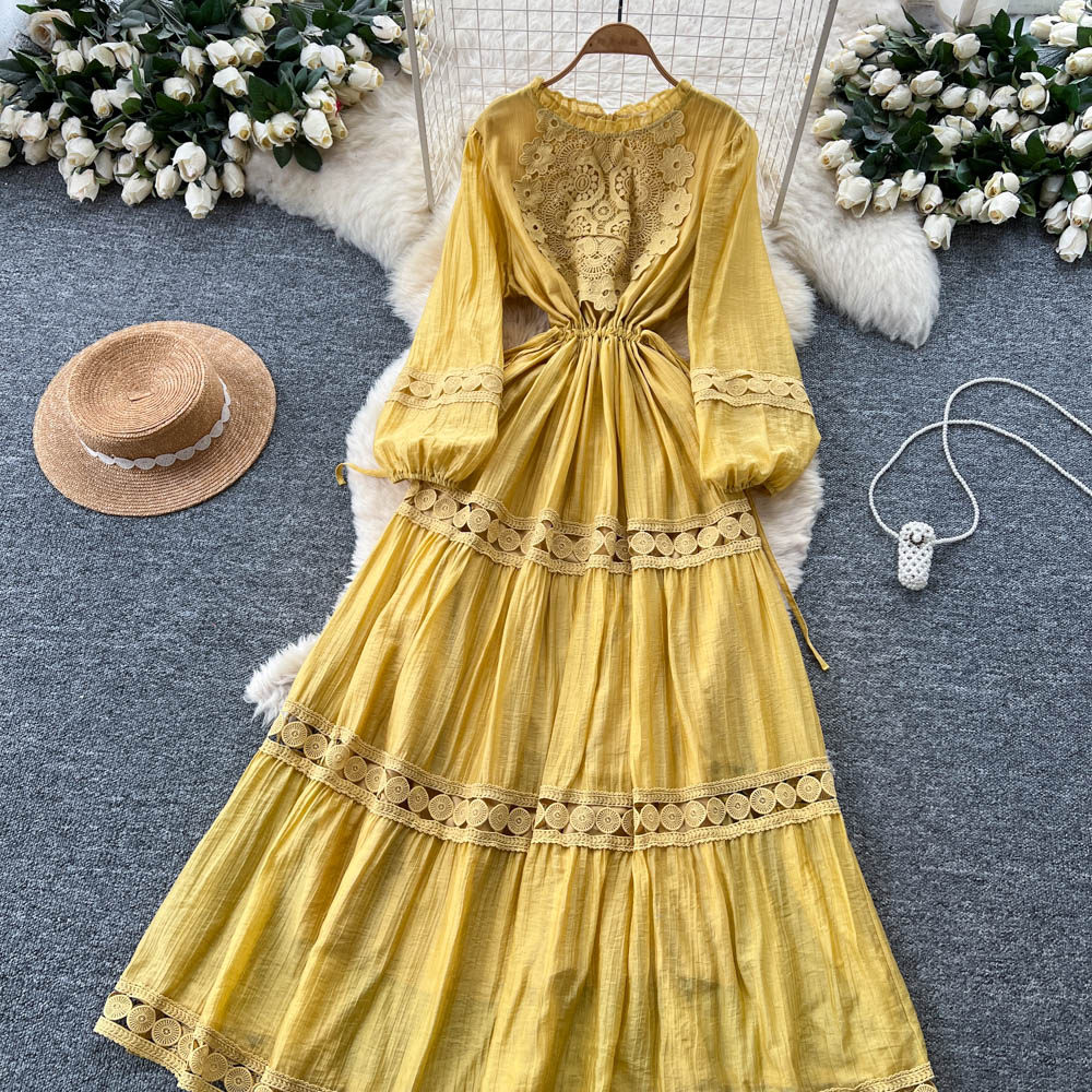Slim embroidery long dress long sleeve temperament dress