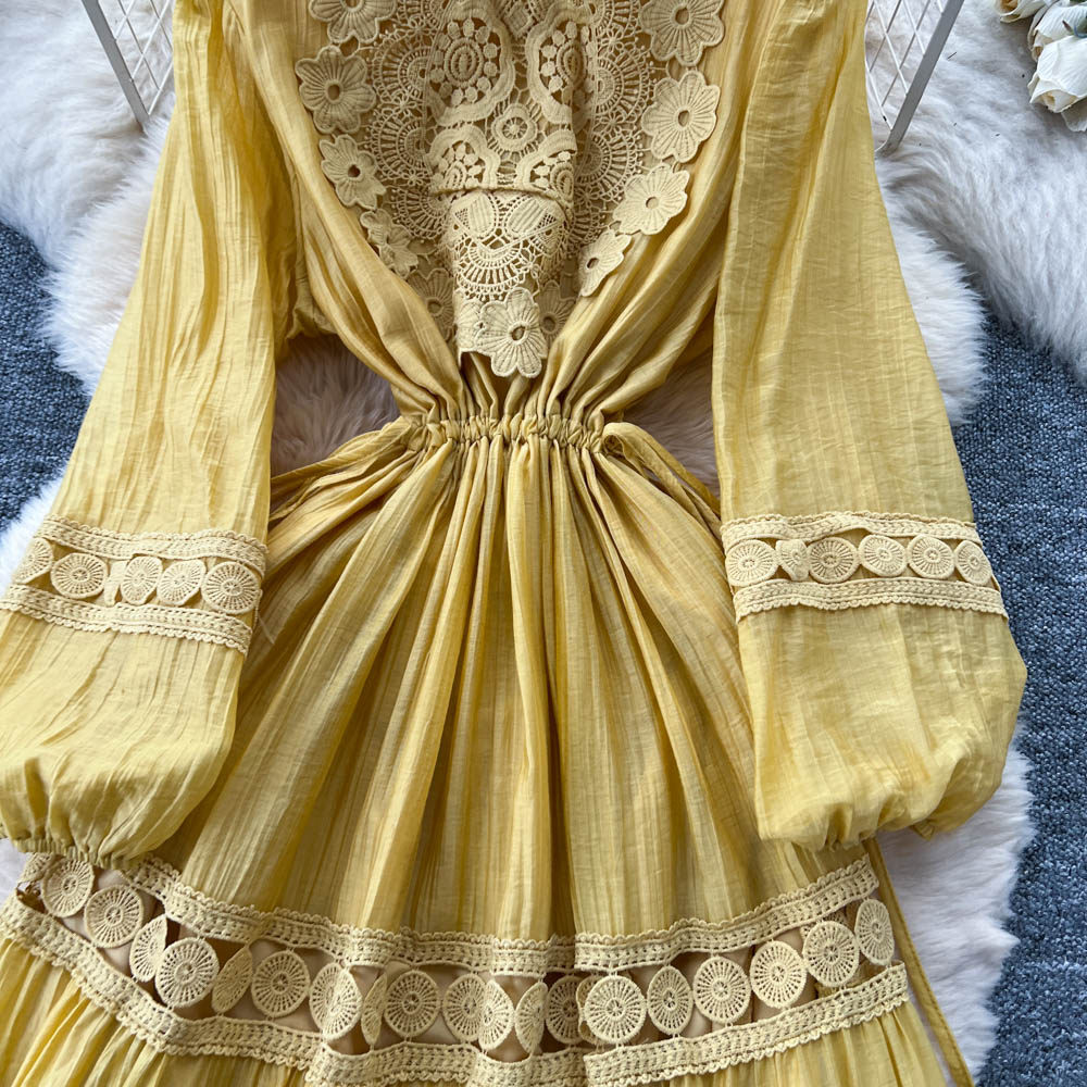 Slim embroidery long dress long sleeve temperament dress