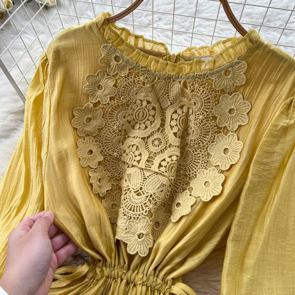 Slim embroidery long dress long sleeve temperament dress