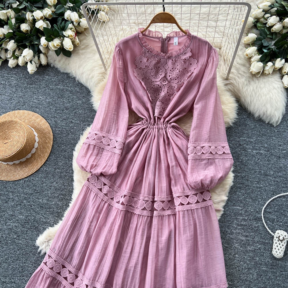 Slim embroidery long dress long sleeve temperament dress