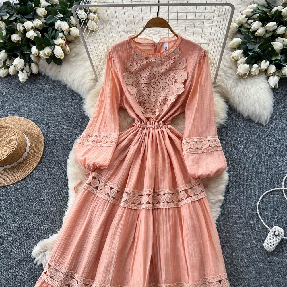 Slim embroidery long dress long sleeve temperament dress