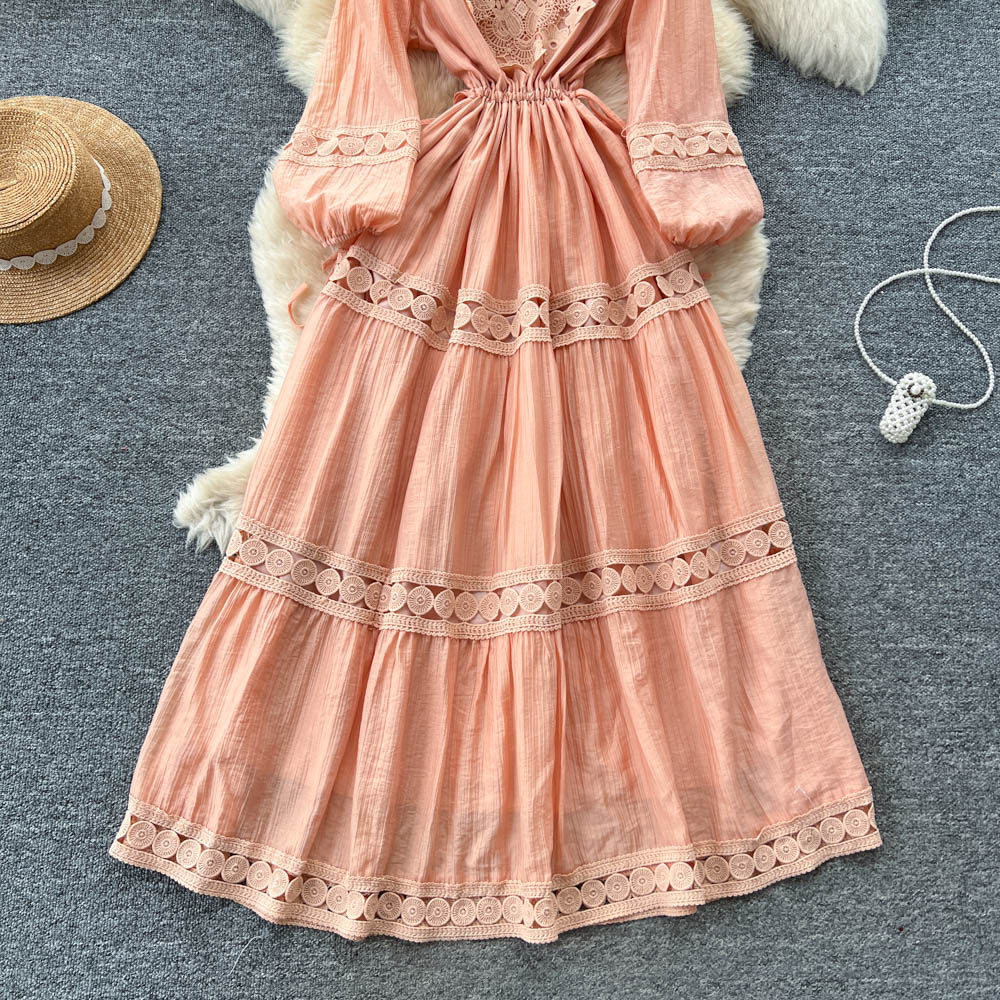 Slim embroidery long dress long sleeve temperament dress
