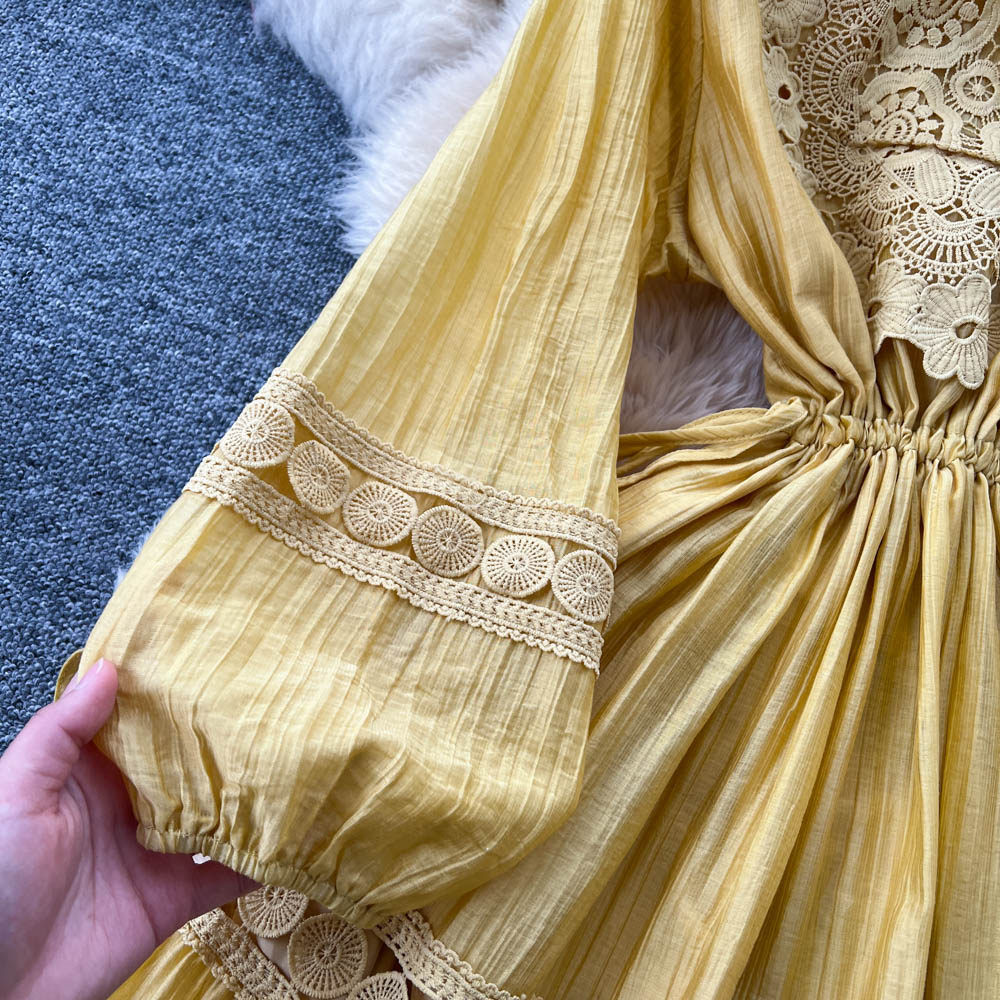 Slim embroidery long dress long sleeve temperament dress