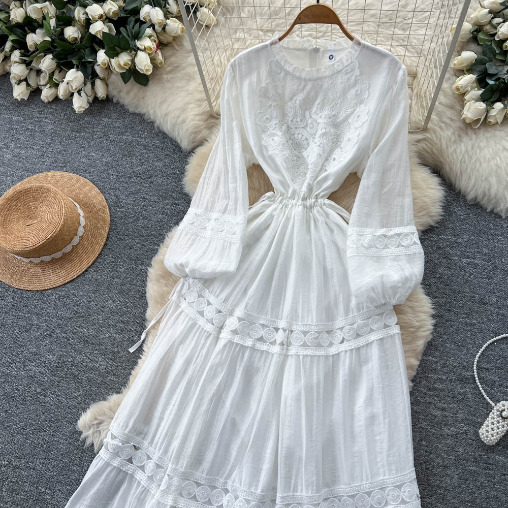 Slim embroidery long dress long sleeve temperament dress