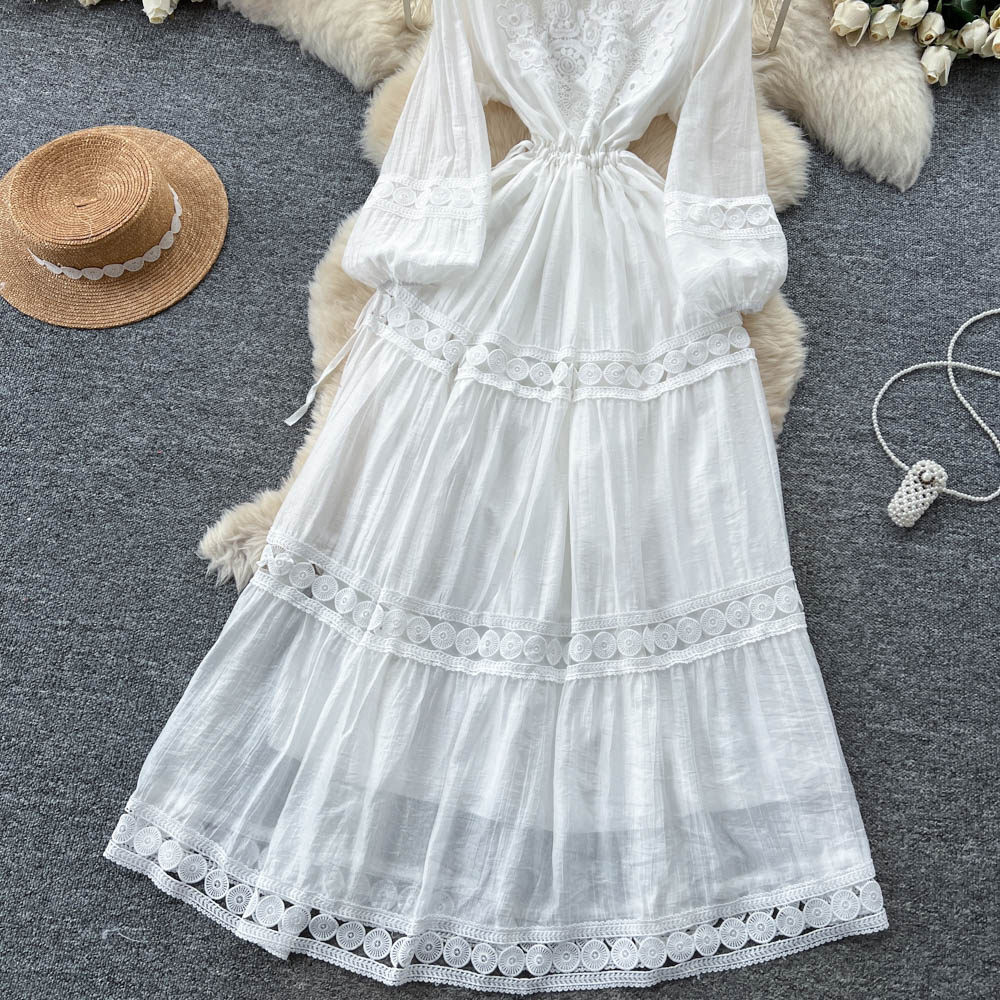 Slim embroidery long dress long sleeve temperament dress