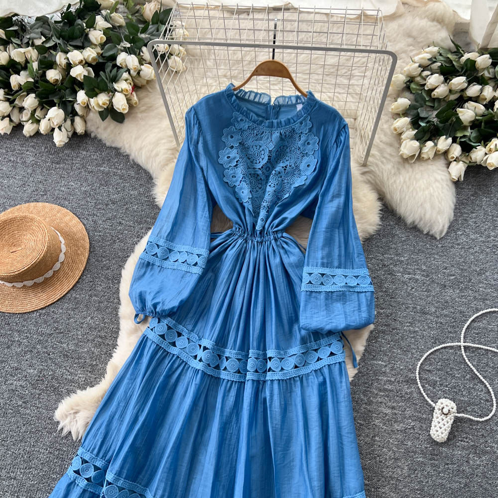 Slim embroidery long dress long sleeve temperament dress