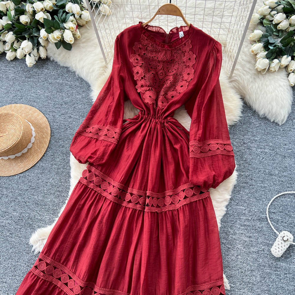 Slim embroidery long dress long sleeve temperament dress