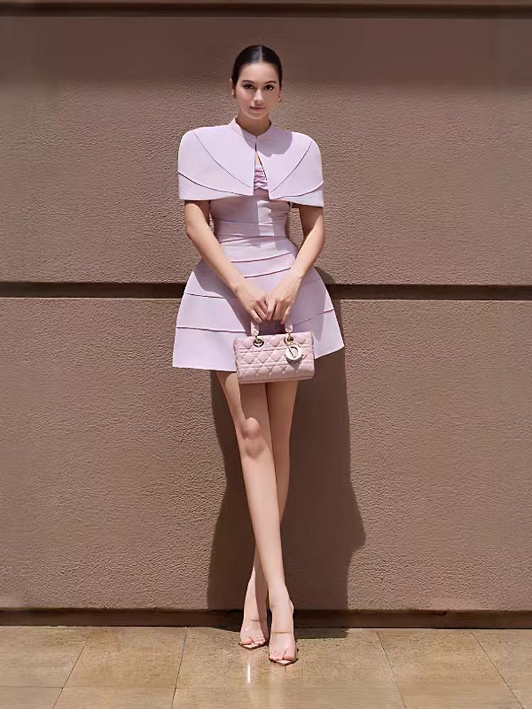 Niche crimp elegant cloak slim temperament sling dress