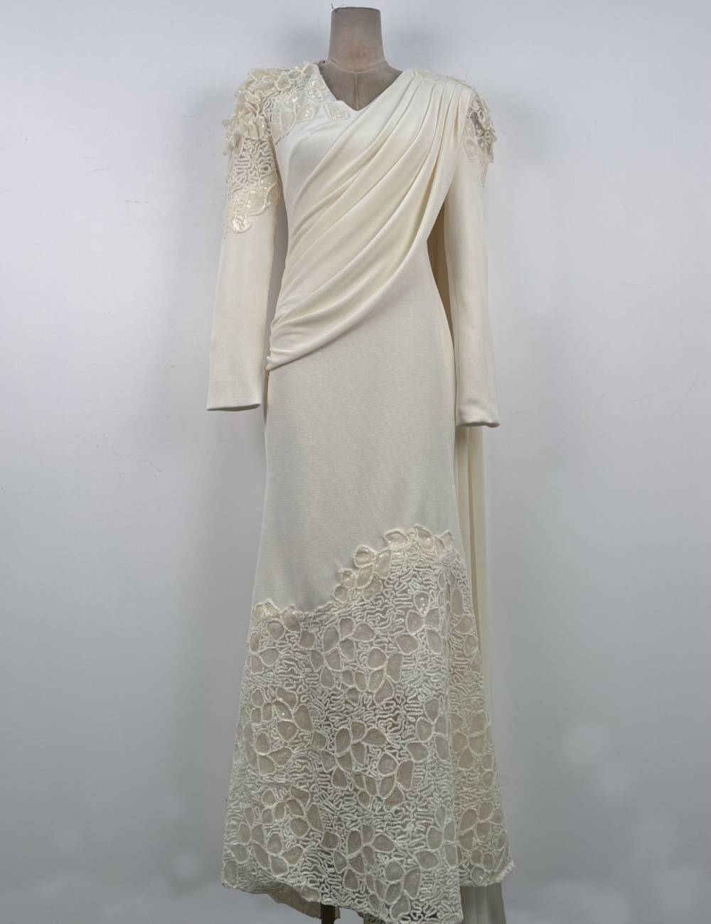 Elegant flowers lace dress streamer niche long dress