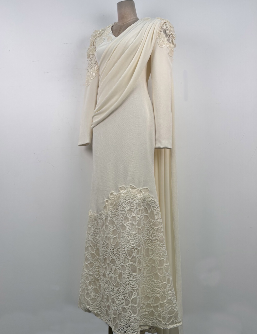 Elegant flowers lace dress streamer niche long dress