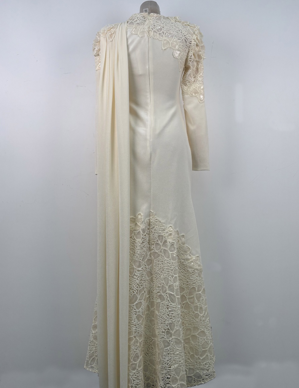 Elegant flowers lace dress streamer niche long dress