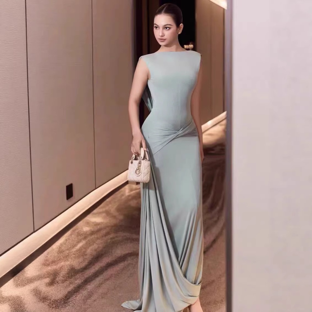 Halter slim long dress irregular elegant formal dress