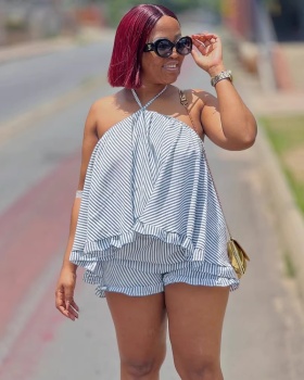 Sleeveless elegant shorts halter fashion shirts a set