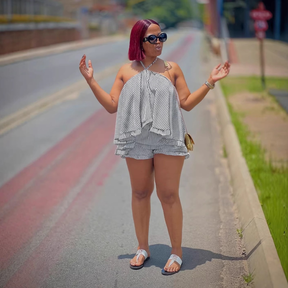 Sleeveless elegant shorts halter fashion shirts a set