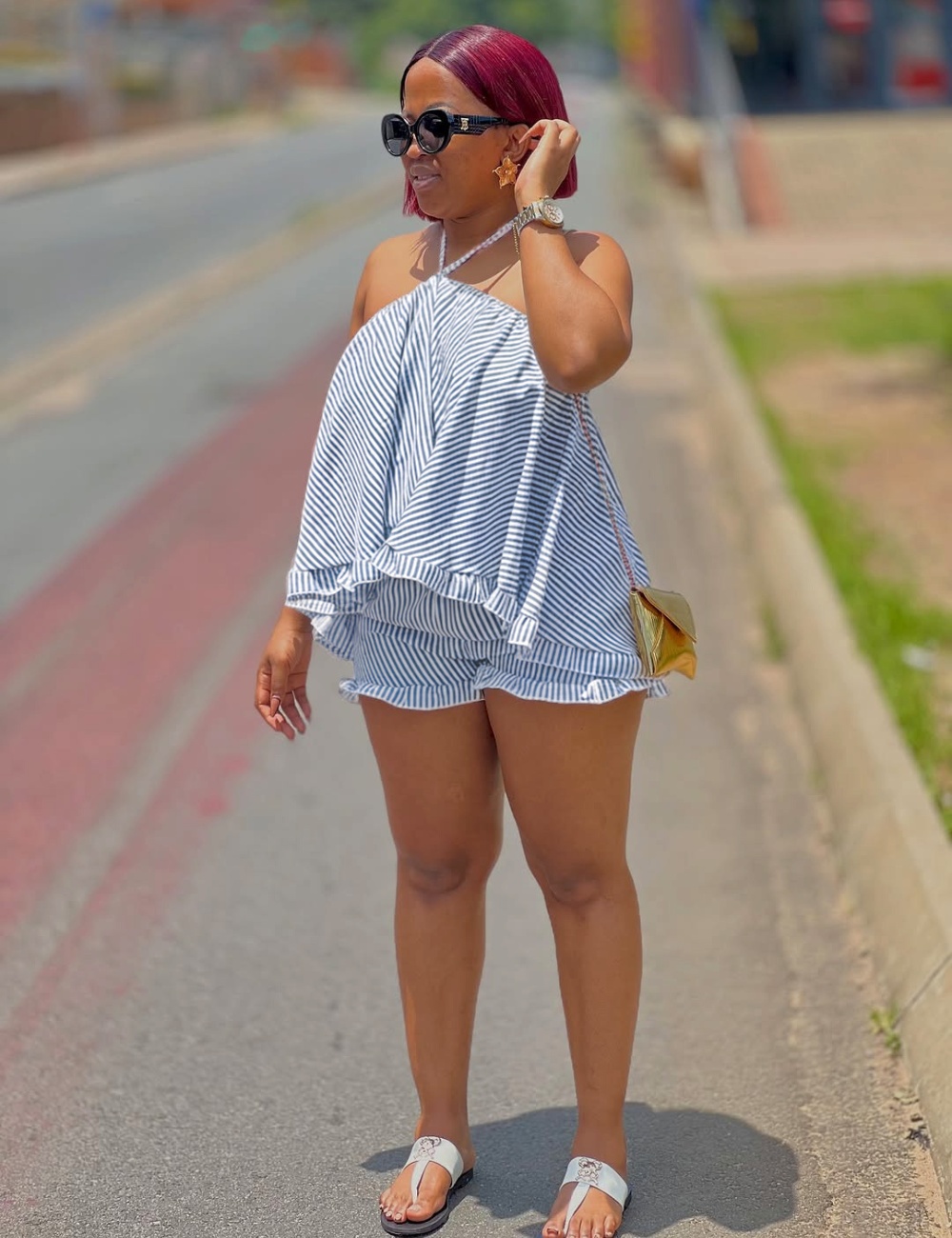 Sleeveless elegant shorts halter fashion shirts a set