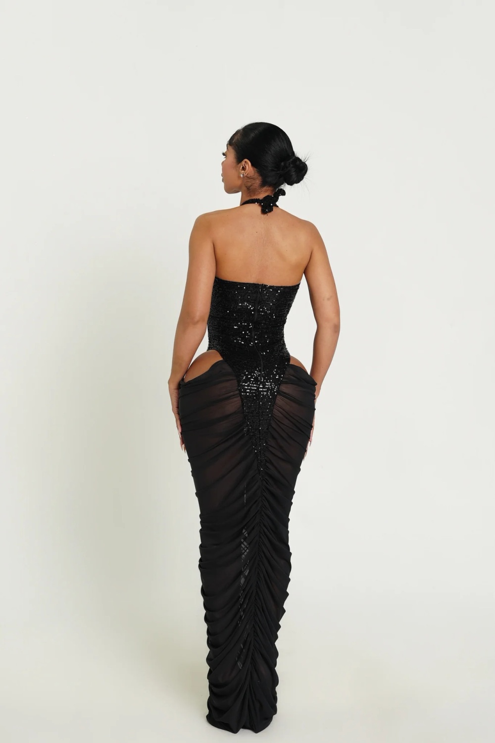 Sequins bandage splice formal dress fashion gauze dress