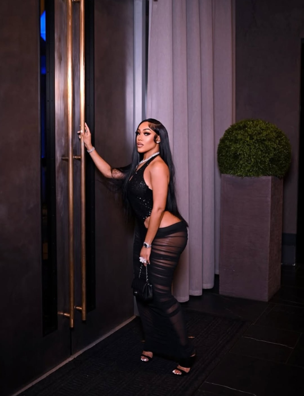 Sequins bandage splice formal dress fashion gauze dress