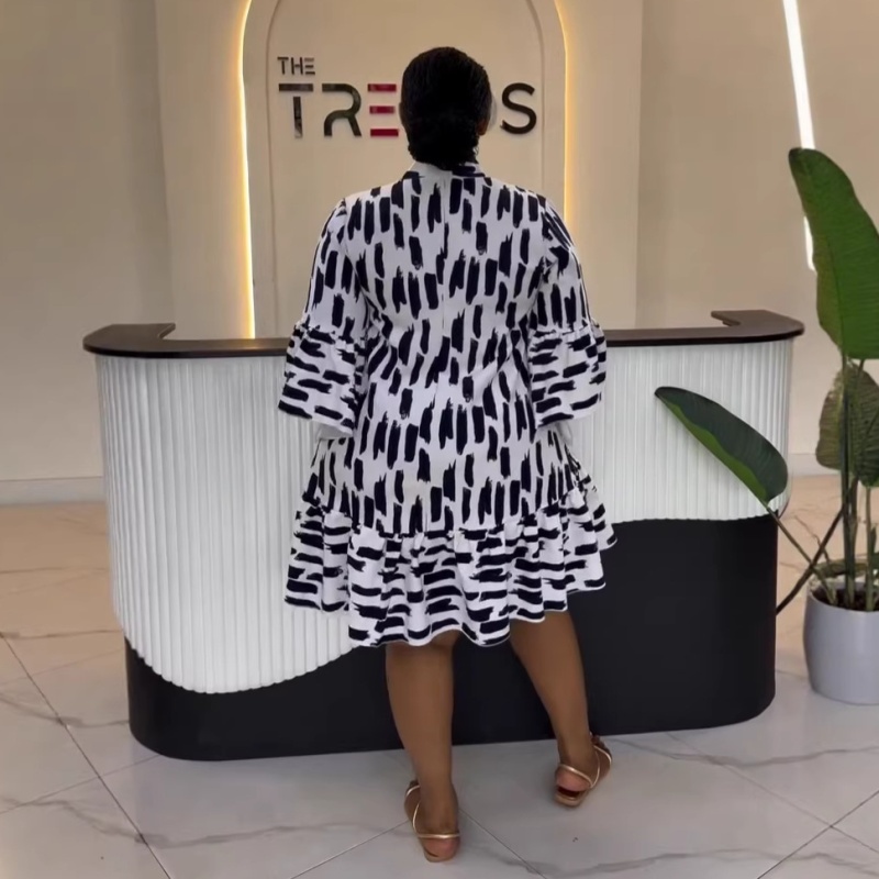 Loose commuting elegant printing splice dress