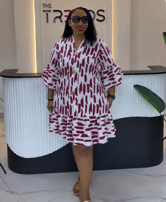 Loose commuting elegant printing splice dress