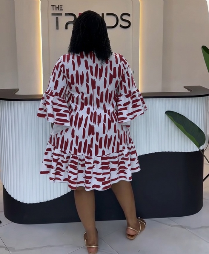 Loose commuting elegant printing splice dress