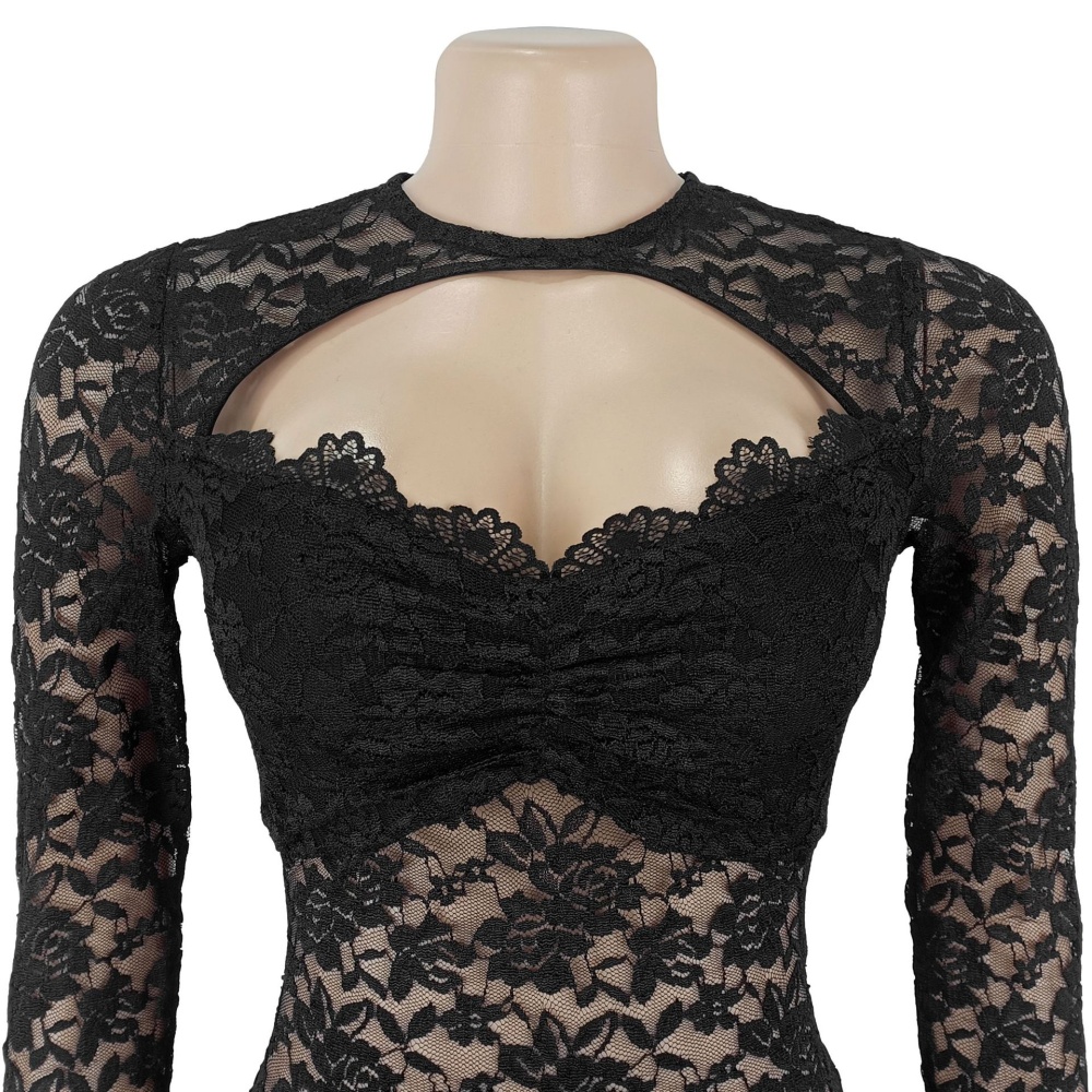 Slim sexy perspective package hip jumpsuit for women