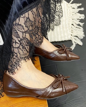 Bow France style pointed spring shoes for women