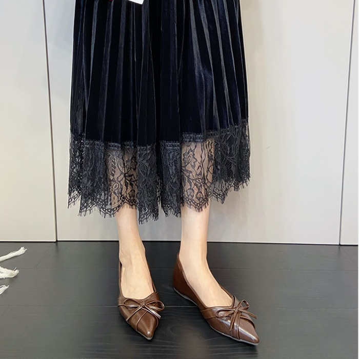 Bow France style pointed spring shoes for women