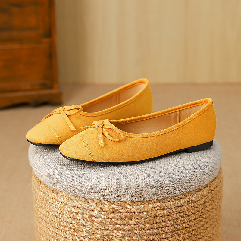 Round buff bow flattie ballet spring and summer shoes