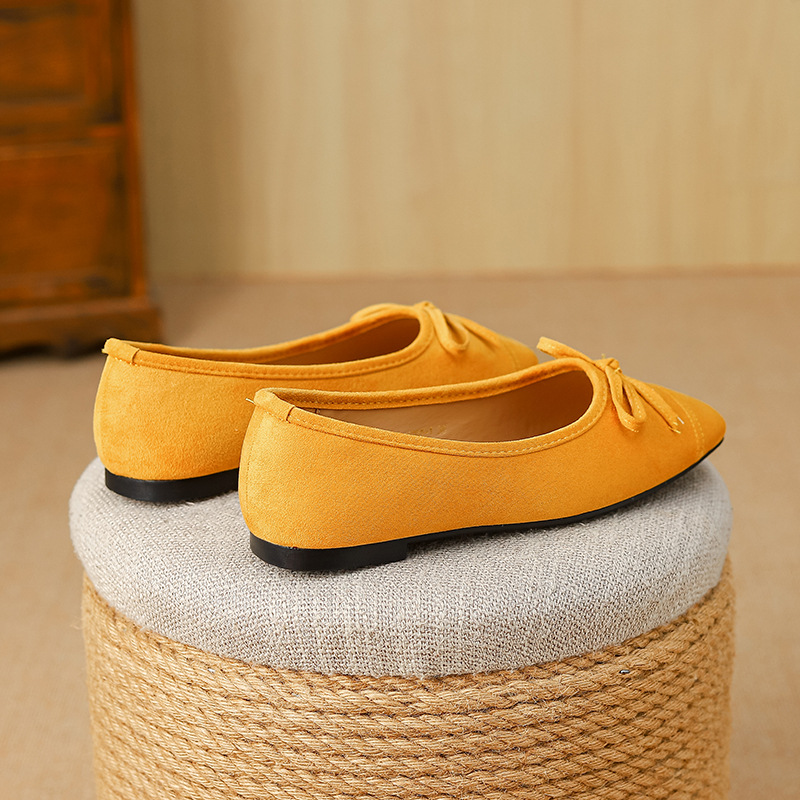 Round buff bow flattie ballet spring and summer shoes