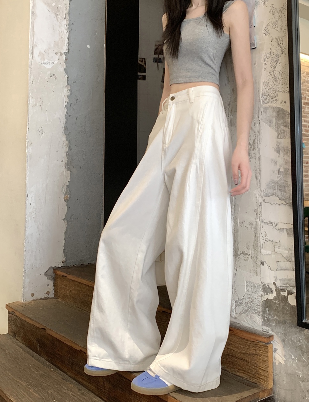 Slim loose wide leg pants high waist all-match straight jeans