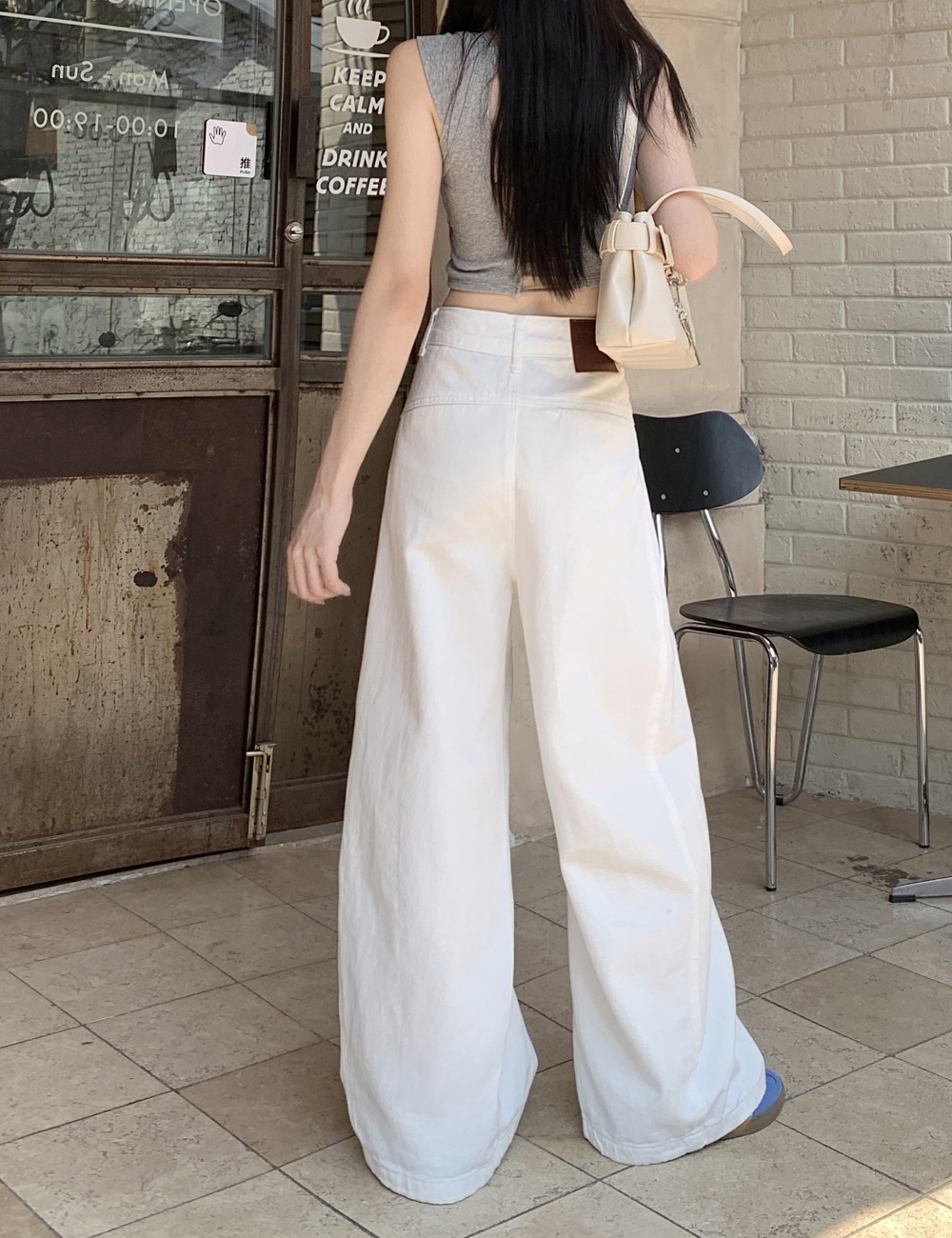 Slim loose wide leg pants high waist all-match straight jeans