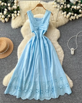 Hollow sleeveless A-line enticement dress for women