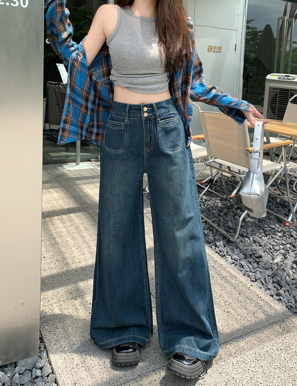 Spring mopping pants high waist jeans for women
