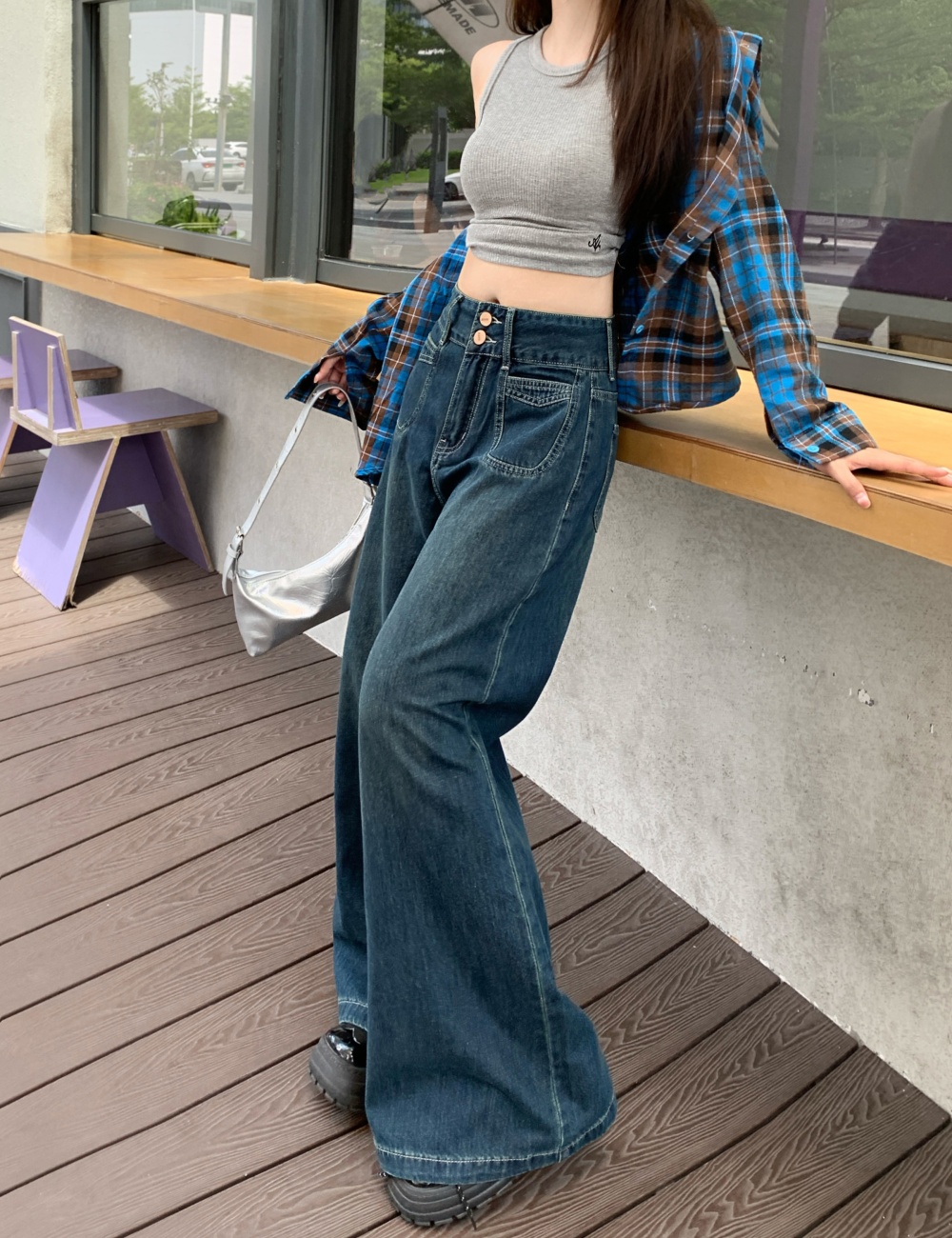 Spring mopping pants high waist jeans for women