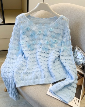 Spring tops flowers decoration sweater for women