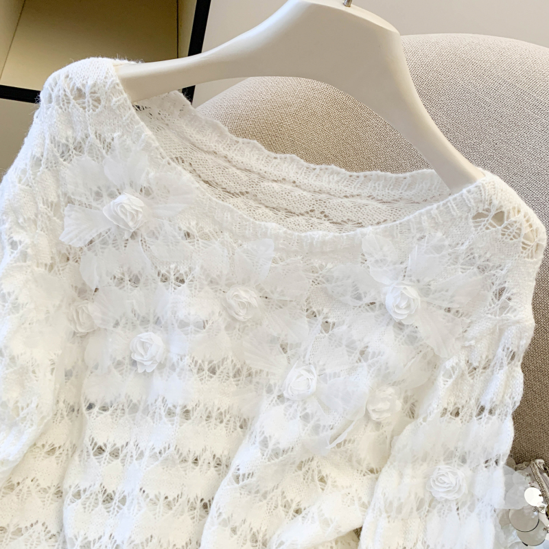 Spring tops flowers decoration sweater for women