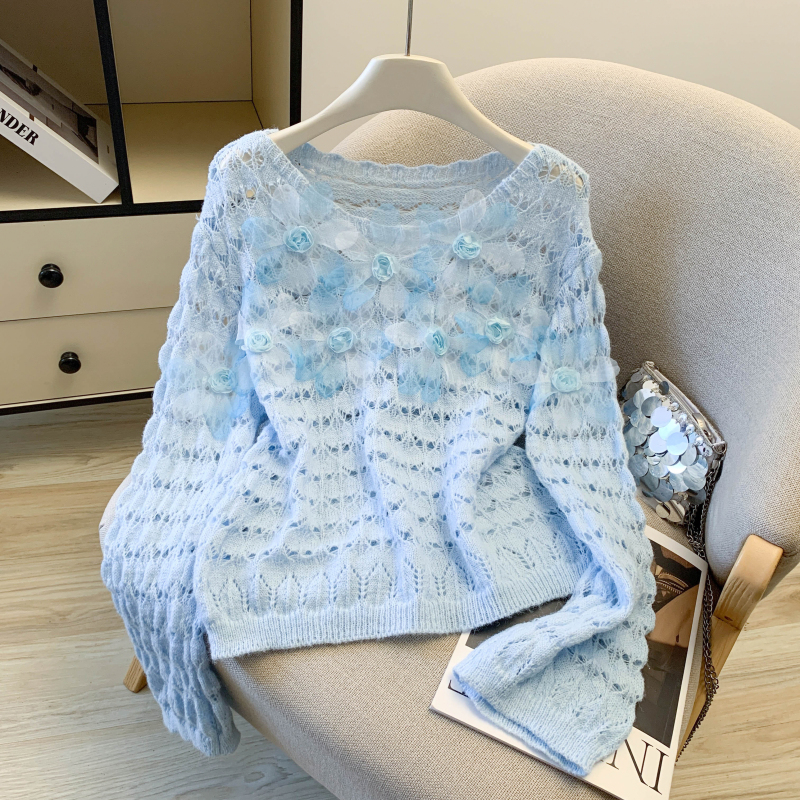 Spring tops flowers decoration sweater for women