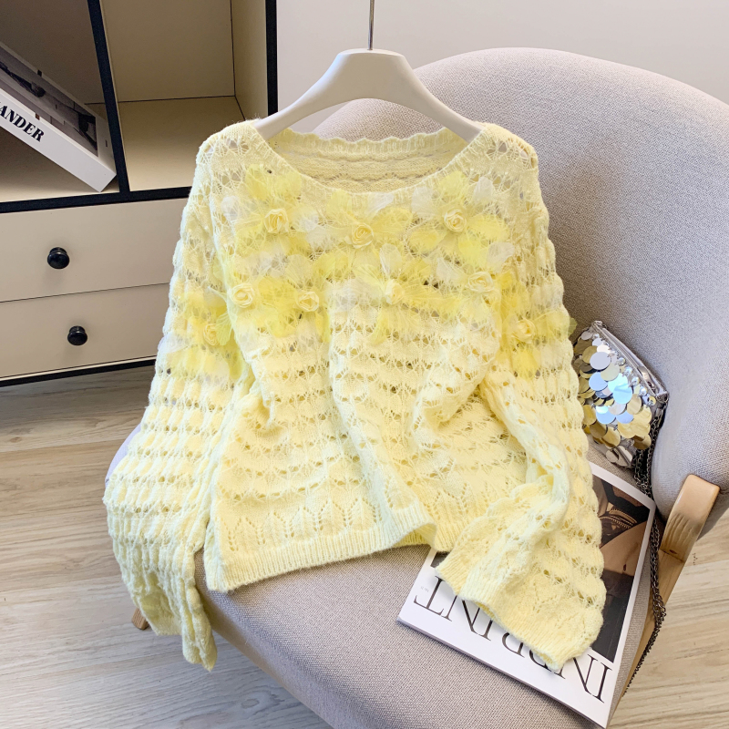 Spring tops flowers decoration sweater for women