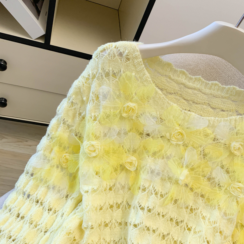 Spring tops flowers decoration sweater for women