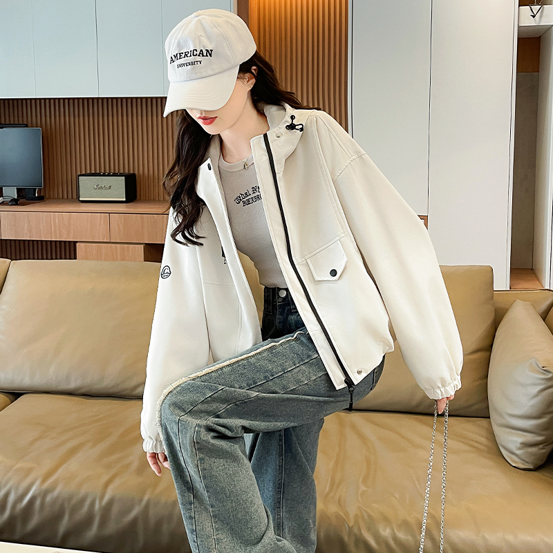 All-match Korean style spring coat hooded Casual technical jacket