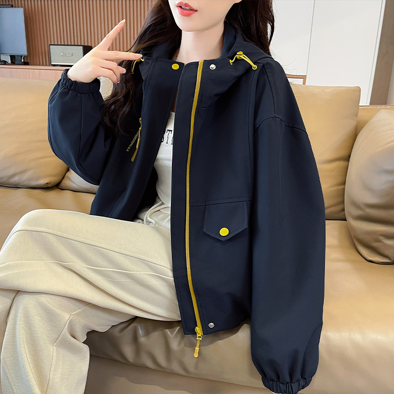 All-match Korean style spring coat hooded Casual technical jacket