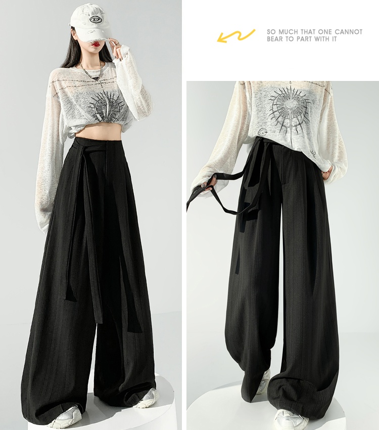 Stripe spring wide leg pants loose pants for women