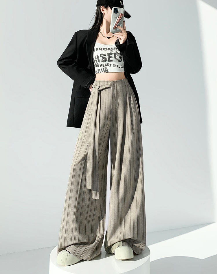 Stripe spring wide leg pants loose pants for women