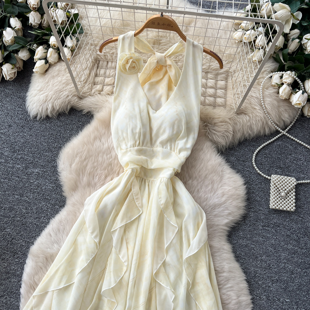 Plaid France style dress slim long dress for women