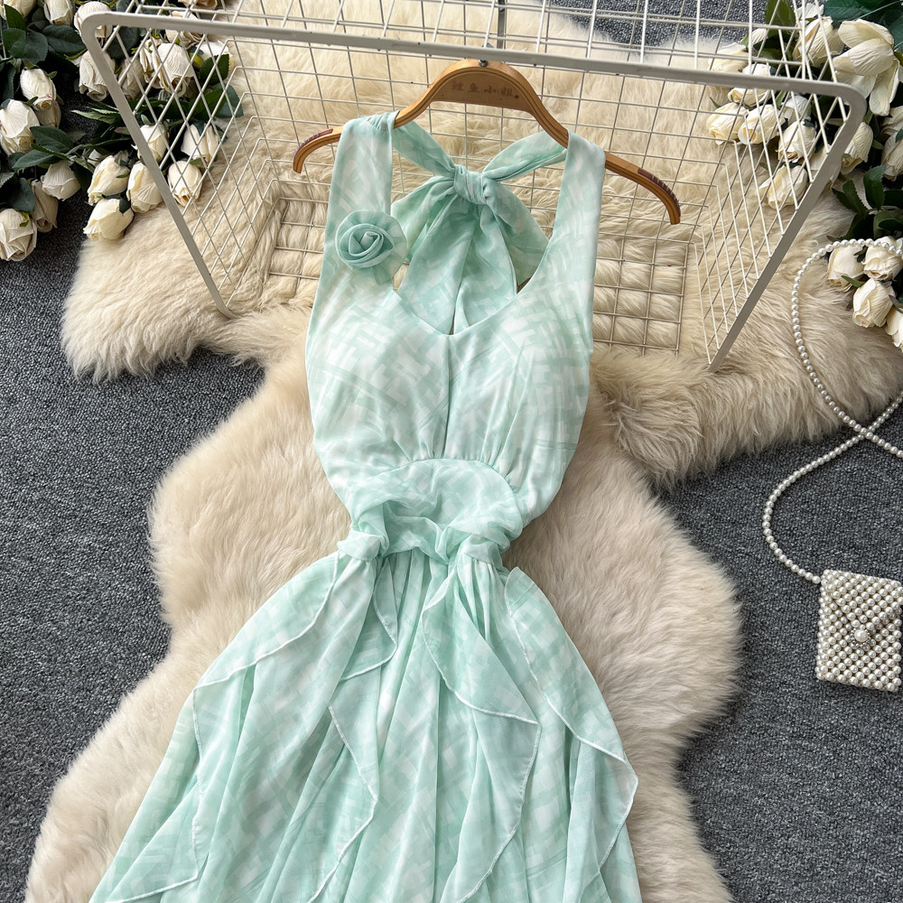 Plaid France style dress slim long dress for women