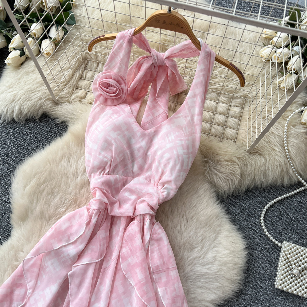 Plaid France style dress slim long dress for women