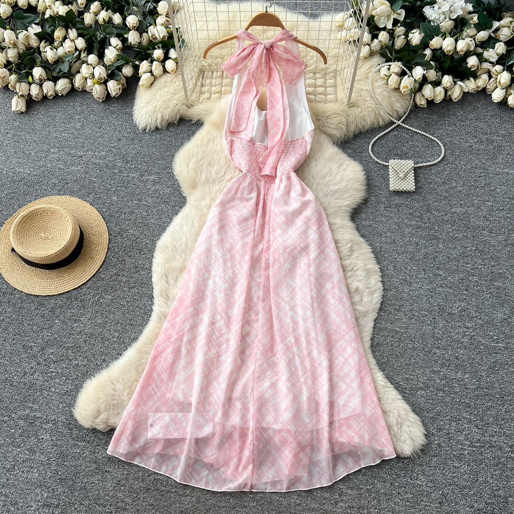 Plaid France style dress slim long dress for women