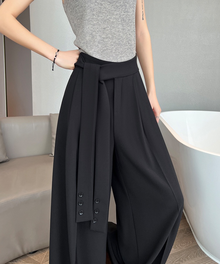 Bandage loose wide leg pants Casual business suit for women